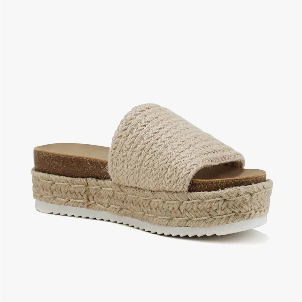 Soda Cream Espadrille Platform Slide